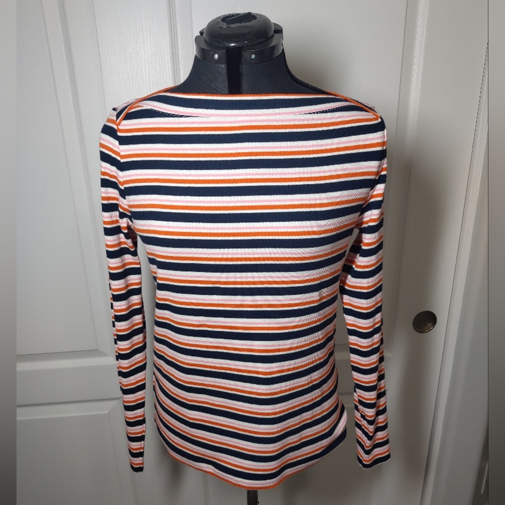 Loft Stripe Ribbed Boatneck Tee